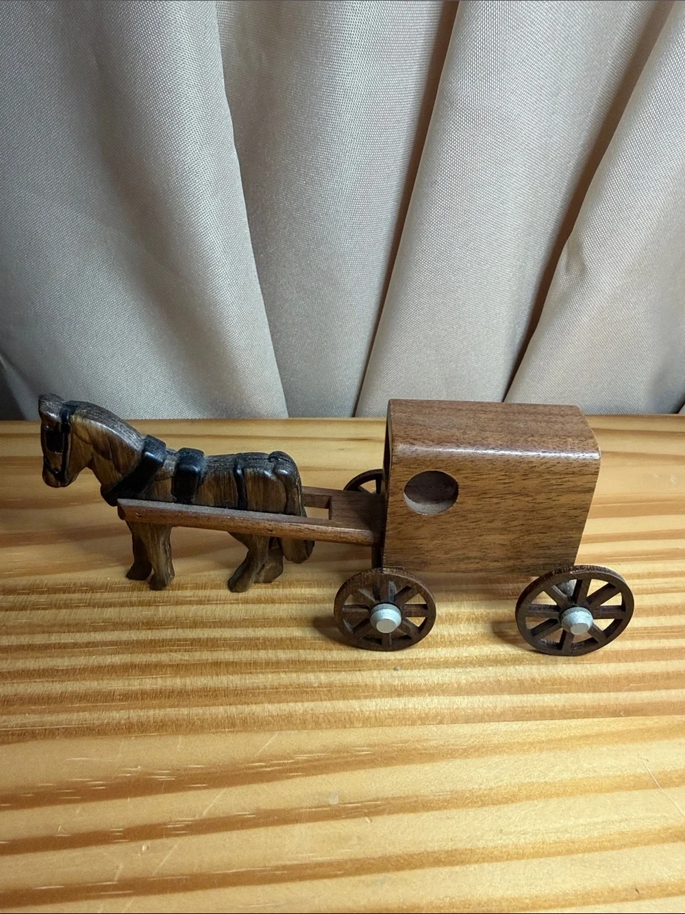 Vintage M-M Wooden Amish Horse and Buggy Miniature Figurine Yoder's Store